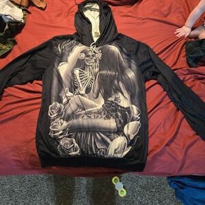 Black gothic skeleton lovers hoodie